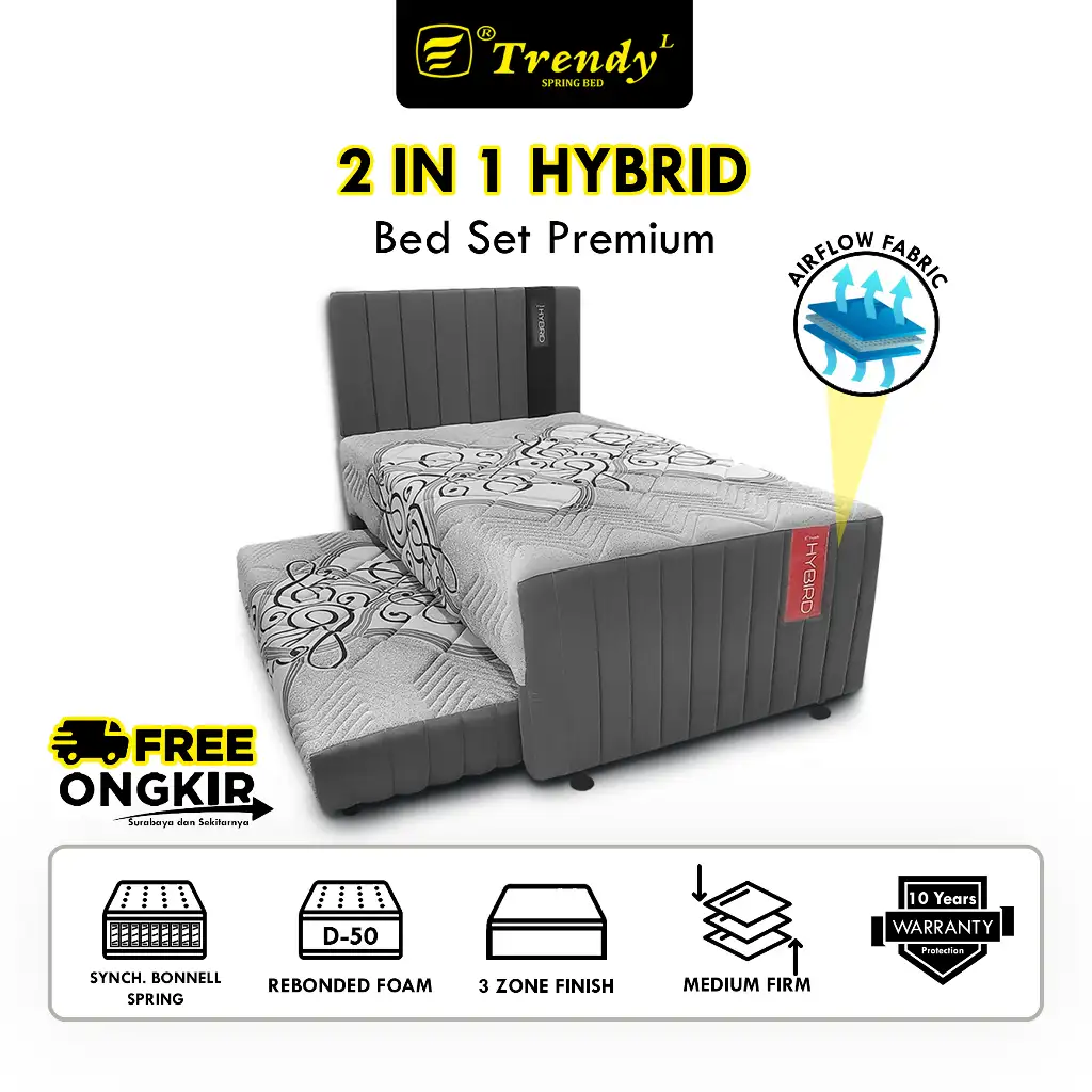 [KHUSUS SBY & SEKITARNYA] Trendy Ventura Primavera 2in1 Hybrid 120 x 200 - Kasur Spring Bed 2in1 Set