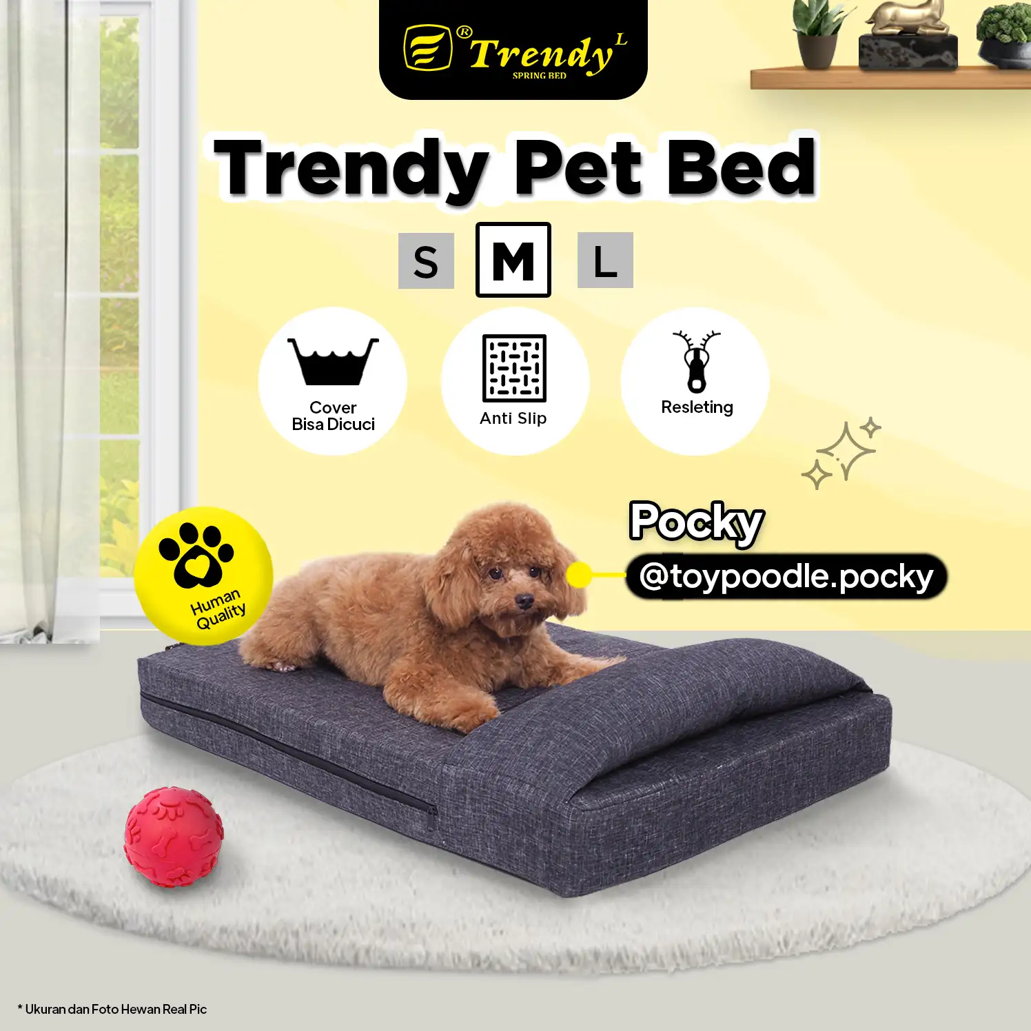 Trendy Pet Bed Anti Slip Busa Rebonded (Tempat tidur anjing kucing / hewan peliharaan)