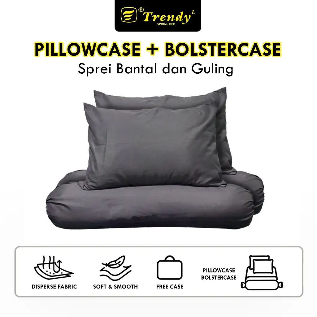 Trendy Sarung Bantal & Guling Abu-Abu (Kain Disperse)