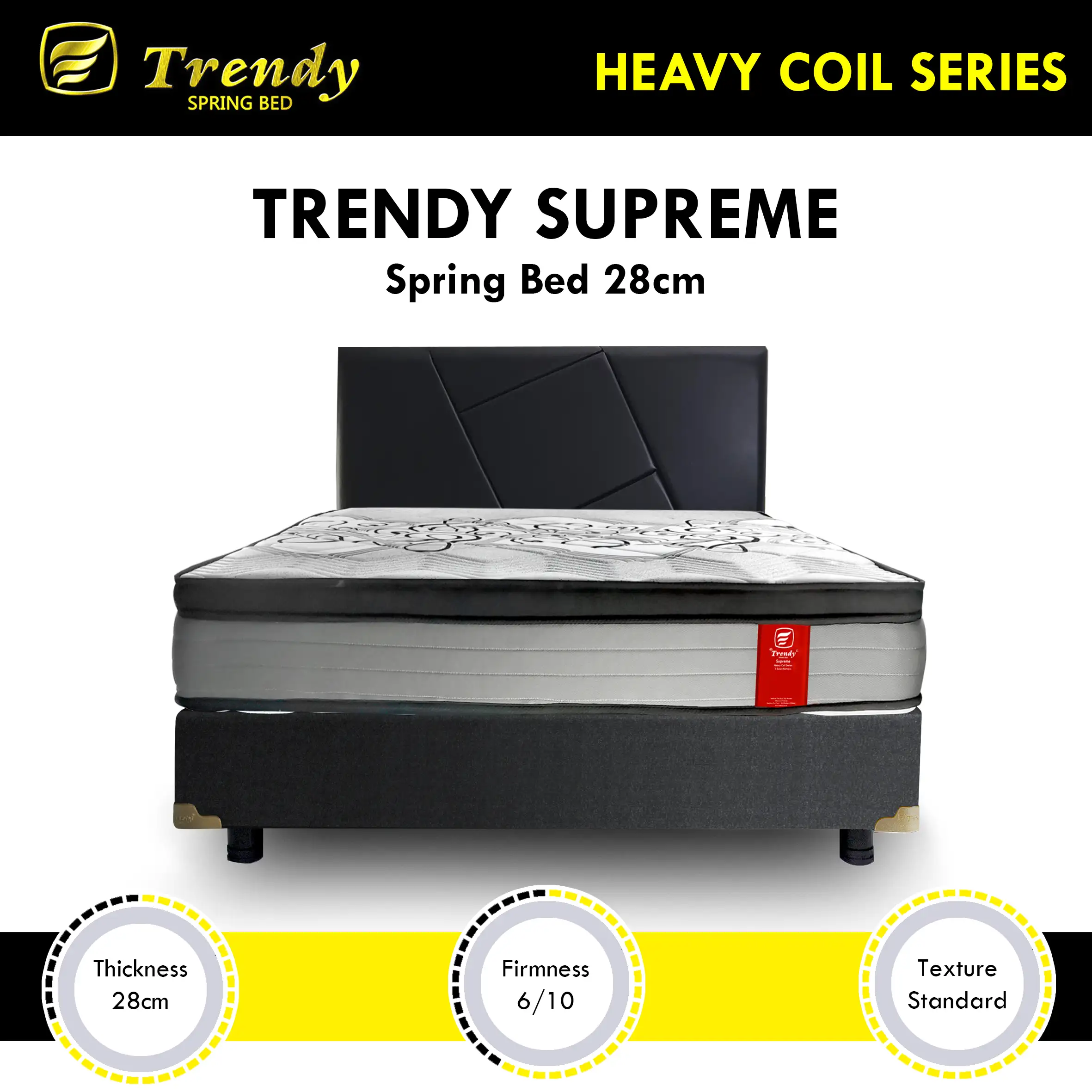 Trendy Kasur Spring Bed Supreme 28cm - Bonnell Spring Non Vacuum