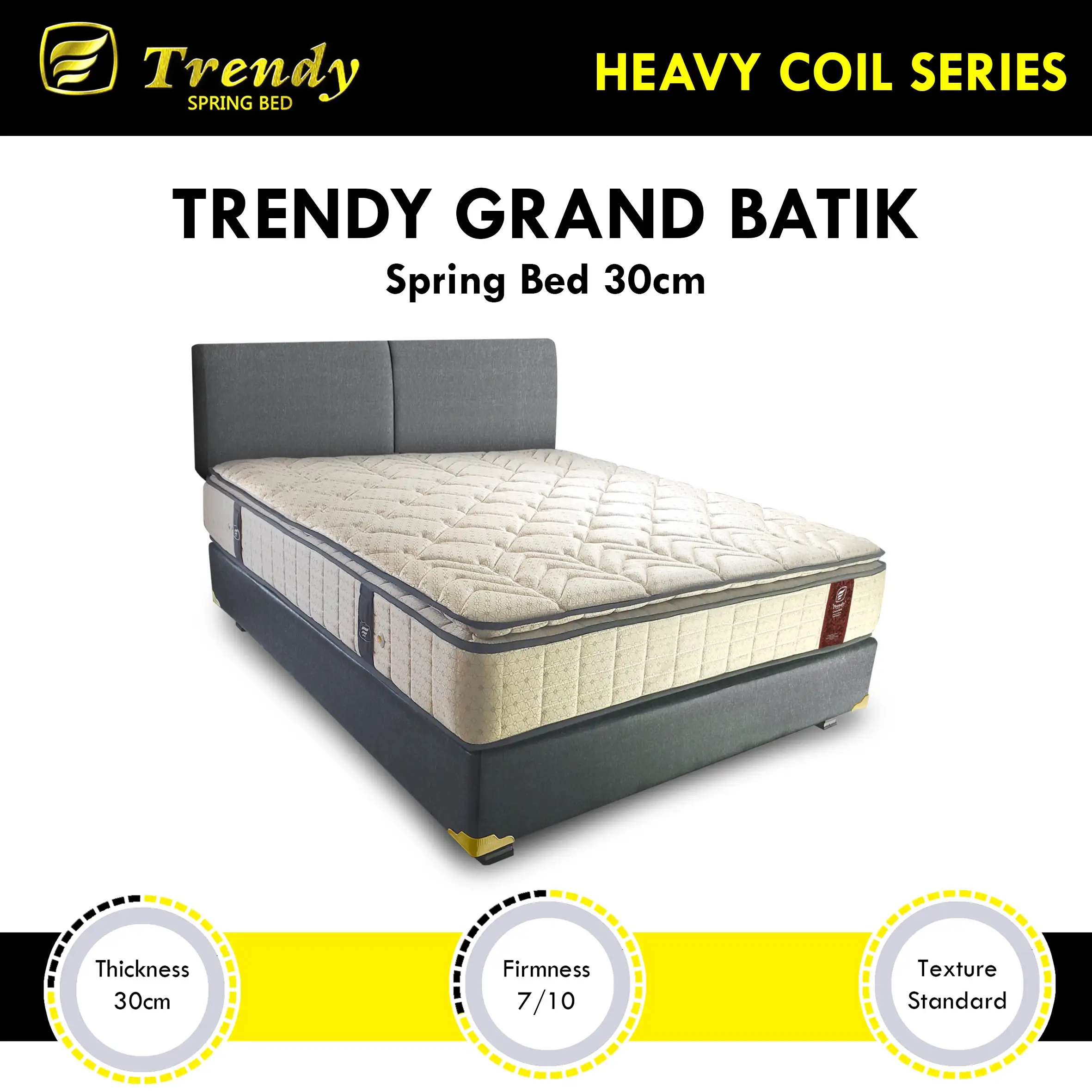 Trendy Kasur Spring Bed Grand Batik 30cm - Bonnell Spring Non Vacuum