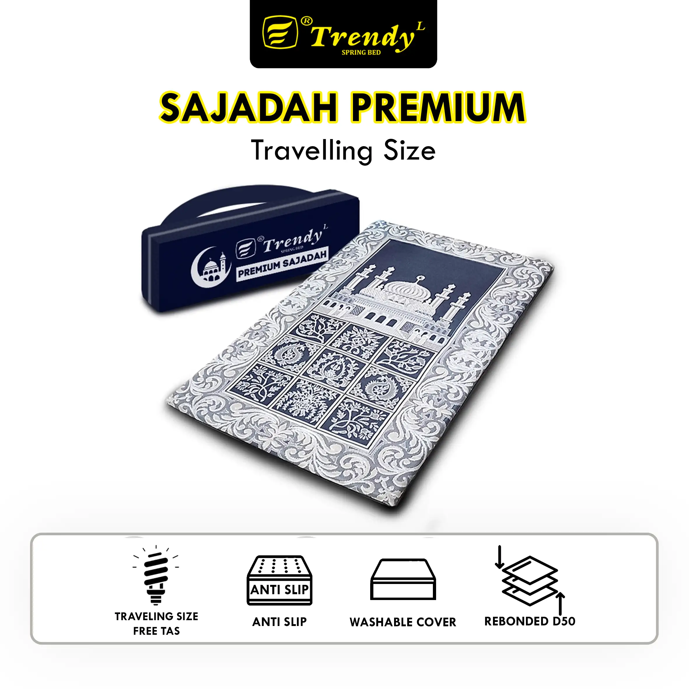Trendy Sajadah Premium - Tebal 2cm Dengan Tas