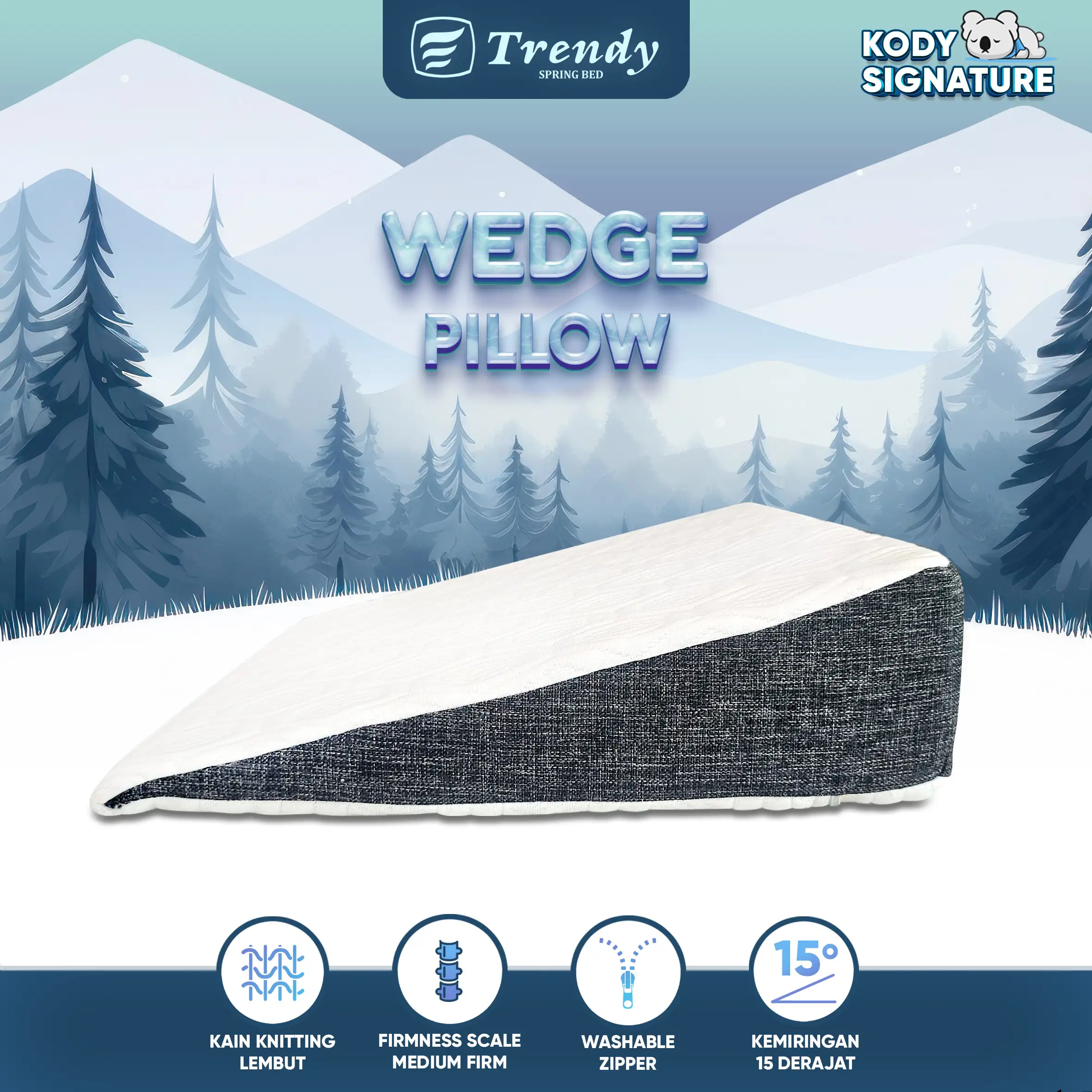 Kody Trendy Wedge Pillow - Bantal Miring Anti Gumoh Premium Anti Melorot