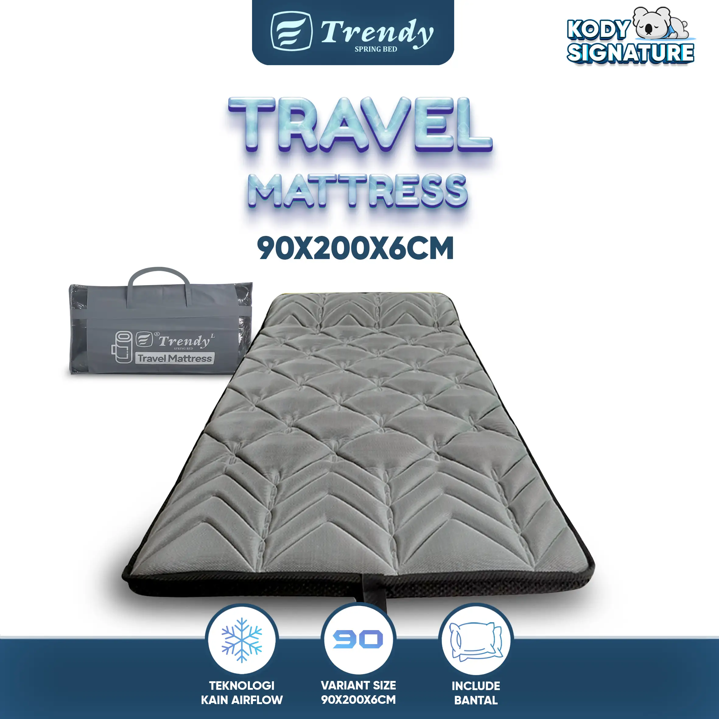 Kody Trendy Travel Mattress 6cm - Kasur Lipat/ Kasur Gulung/ Include Tas Busa