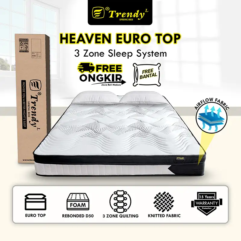 Trendy Heaven Euro Top 21cm - Kasur Busa Rebonded / Mattress / Matras - Vacuum Press Roll In a Box