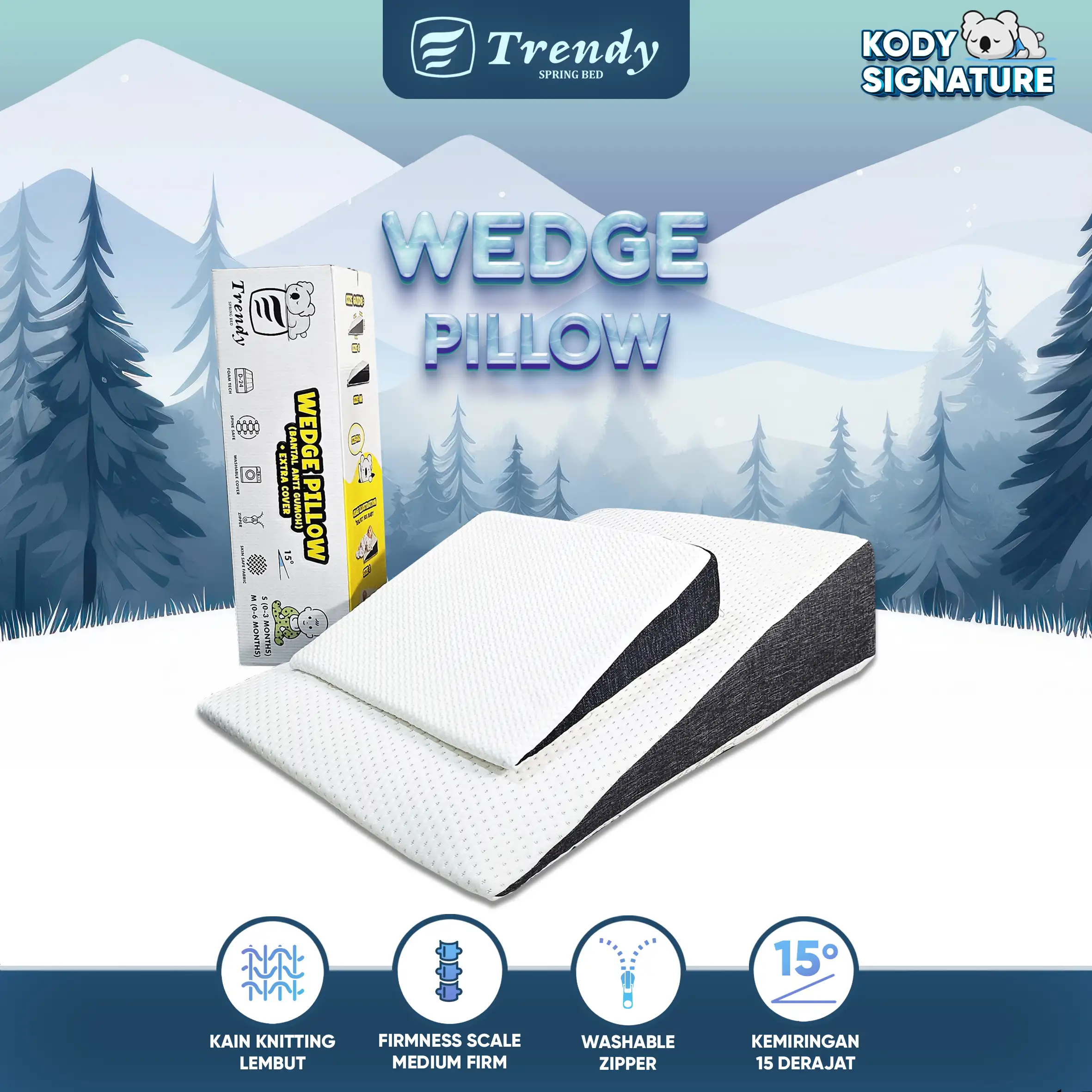 Kody Trendy Wedge Pillow - Bantal Miring Anti Gumoh Premium Anti Melorot