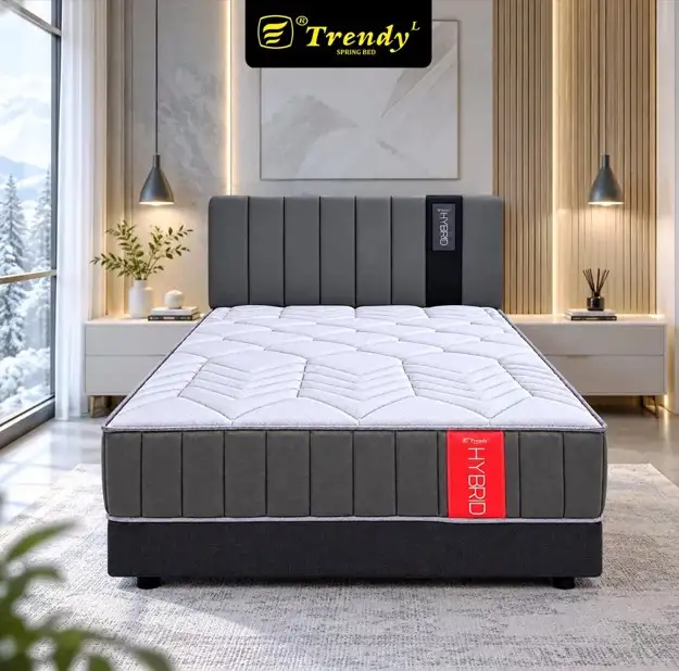 [KHUSUS SBY & SEKITARNYA] Trendy Bed Set Ventura Maxy Hybrid Cooling Spring Bed - Kasur Bedset Divan/Dipan - Sandaran/Headboard Dingin Bonnell Spring
